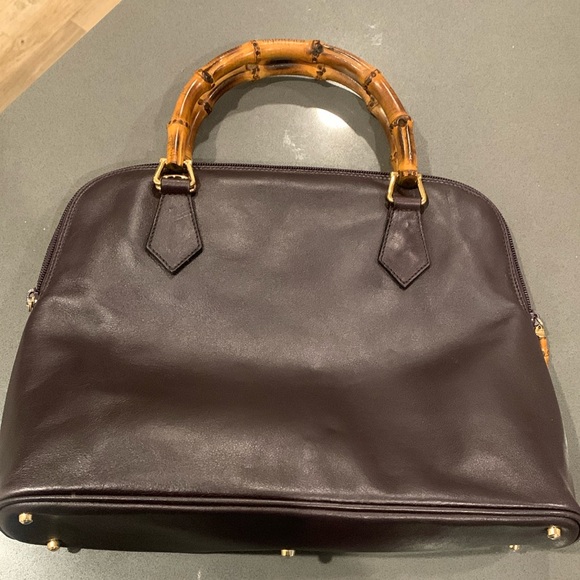 Gucci Eggplant and bamboo handle purse bag. - Picture 1 of 10